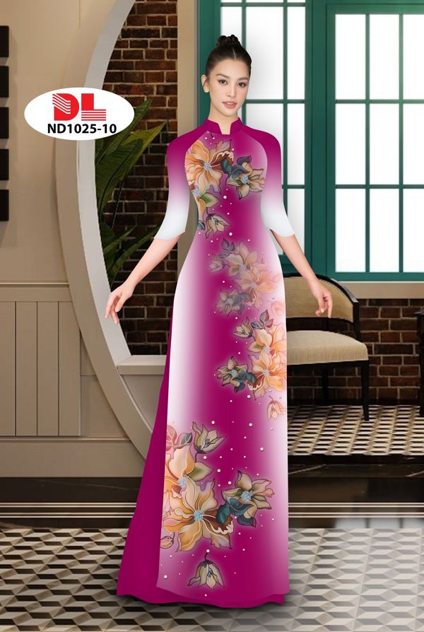 Vải Áo Dài Hoa In 3D AD ND1025 5